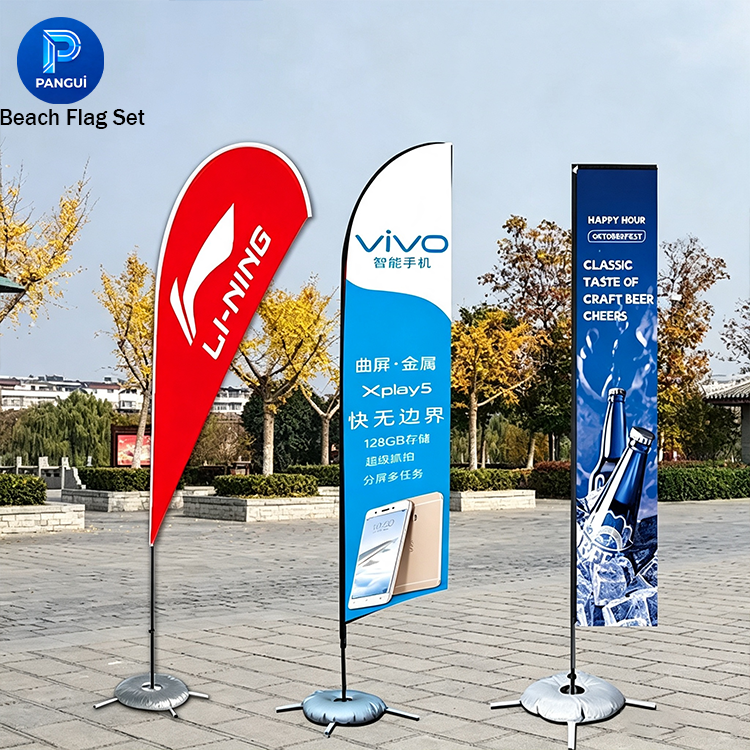 Factory Wholesale Outdoor Advertising Banner Stands Printed Custom Logo Feather Teardrop Flag Banner Sublimation Beach Fla